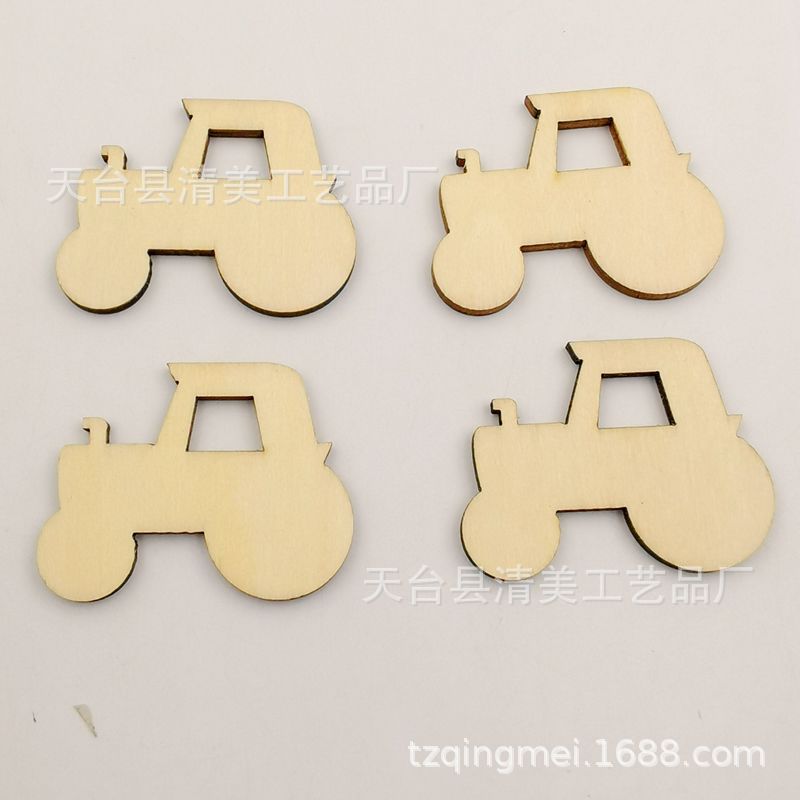 80*60mm tablero de tilo tractor de dibujos animados vehículo de transporte tractor de dibujos animados de madera botón 20 un paquete