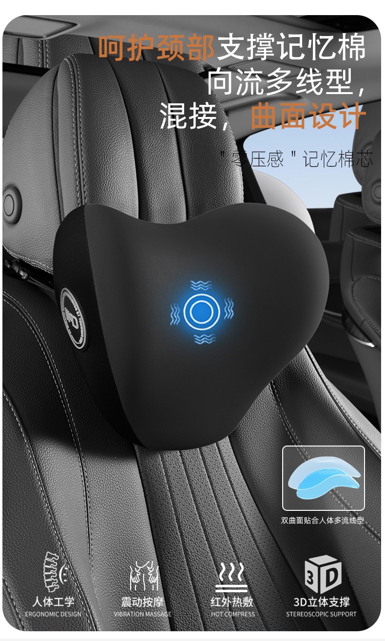 Cpw Car Headrest Lumbar Support Driving Seat Memory Foam Backrest Lumbar Cushion Electric Lumbar Support Car Pillow Neck Protector