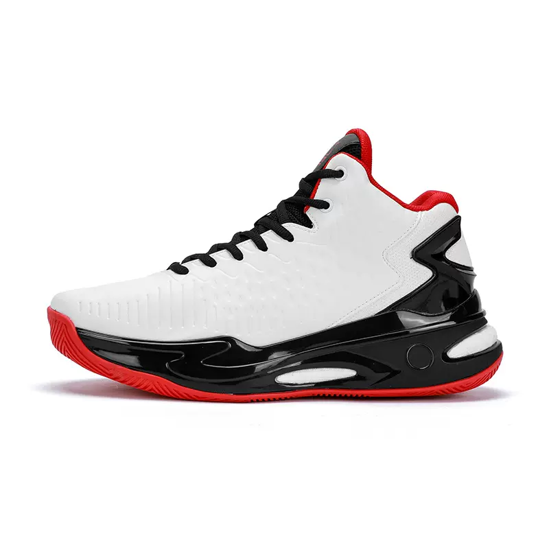 跨境大码篮球透气皮面橡胶底防滑耐磨中高帮学运动鞋青少年篮球鞋