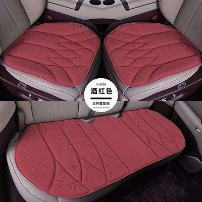 Four Seasons Pad – suede three-piece seat cushion set - burgundy-suede-with-hot-pressed-perforations-rams-1-small-mat-1-for-the-front-row