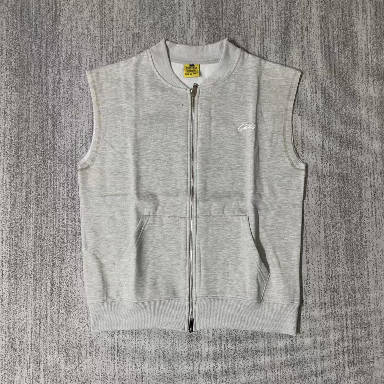 Cross-border Corteiz bordado con cremallera sin mangas chaleco hombre de moda de alta calle europea y americana trajes deportivos casuales