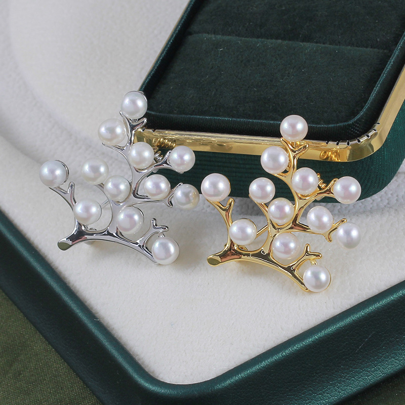 DIY Accessories Copper Plated Thick m Brand Same Style Happiness Tree Christmas Brooch Tree Branch Pearl Accessories Simple Multi-Bead Empty Holder