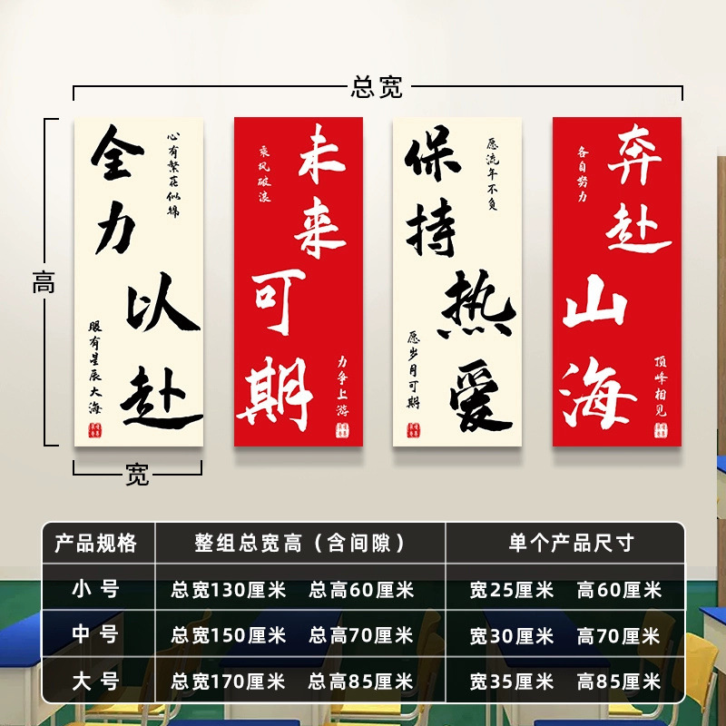 乘风破浪初中考班级文化墙贴学校教室布置高中学生励志标语装饰画|undefined