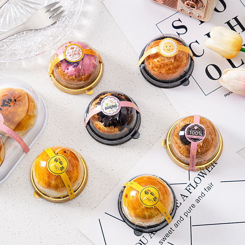 单粒圆形蛋黄酥包装盒雪媚娘包装盒带盖中秋月饼吸塑盒厂家50g