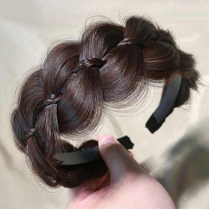Fishbone Braid Hairband Wig for Women, New Style Braided Hairband, Imitation Human Hair, High Crown Headband Hair Accessory