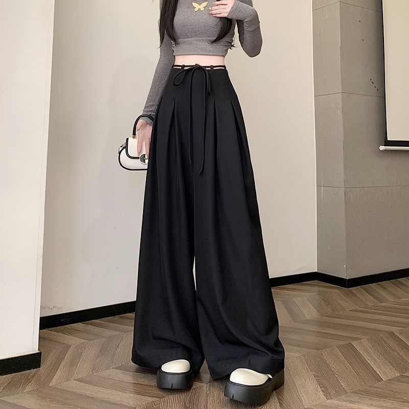 高级感西装阔腿裤女春夏季设计感高腰垂感宽松休闲拖地裤裙女|undefined