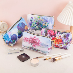 跨境亞馬遜歐美數碼印花PU化妝包手拿包女士多功能旅行收納洗漱包