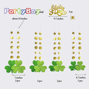 Irish Festival Park Green Clover golden round hanging decoration party venue decoration atmosphere
