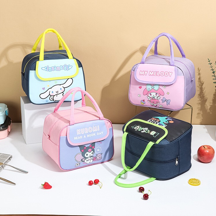 New Children's Lunch Box Handbag Student Primary School Student Insulated Lunch Box Thickened Waterproof Cartoon Cute Lunch Box Bag