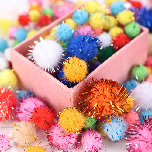 Children's creative diy handmade glitter plush balls, mixed high-elastic colorful small plush balls, mixed jewelry materials