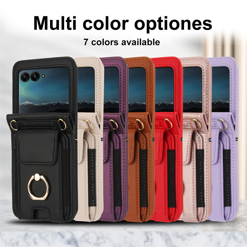 Suitable for Samsung Z Flip7/6/5/4/3 Phone Case Moto Ring Elastic Strap Crossbody Lanyard Protective Cover Suitable for Samsung Z Flip7/6/5/4/3 Phone Case Moto Ring Elastic Strap Crossbody Lanyard Protective Cover