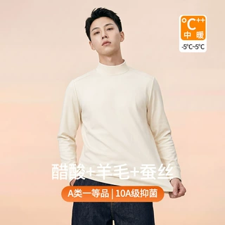 工厂直供批量拿货一件代发醋酸羊毛蚕丝男日常内穿中领打底衫