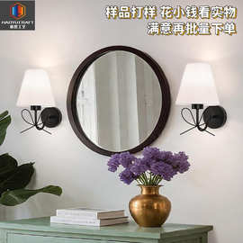 法式风奶油风充电壁灯卧室床头阅读led壁灯复古布艺酒店书房壁灯