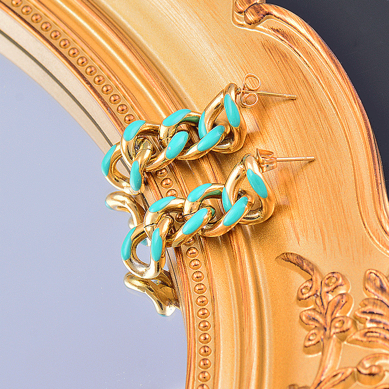 Fashion Geometric Titanium Steel Gold Plated Earrings 1 Pair