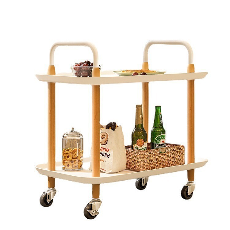 Estante de carro de cabecera de viento crema Estante de almacenamiento de bocadillos multicapa con ruedas para el hogar simple Estante de almacenamiento de teléfonos móviles