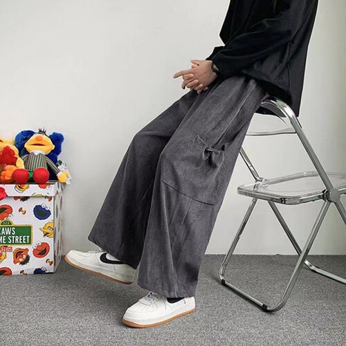 Original Host Style Instagram Influencer Casual Pants for Men Straight Leg Loose Fall Sensation Wide Leg Pants Trend Brand Large Pocket Work Pants