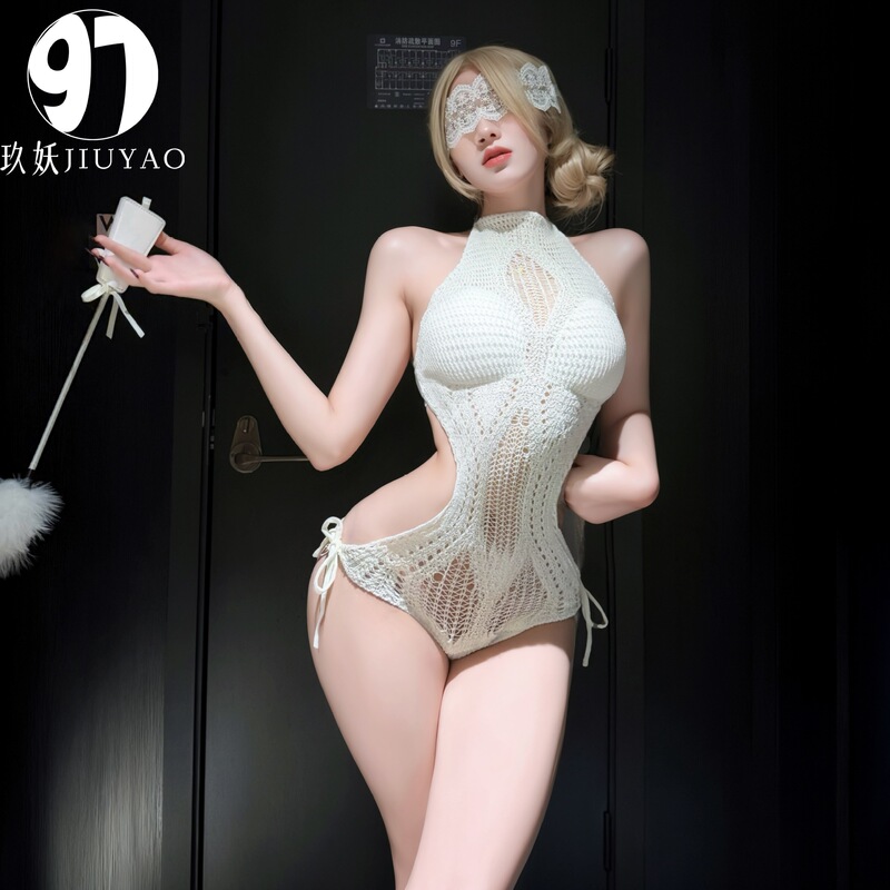 Sexy Lingerie One-Piece Swimsuit for Women Outdoor Beach Bikini Sexy Hollow-Out Temptation See-Through Backless Pure Desire