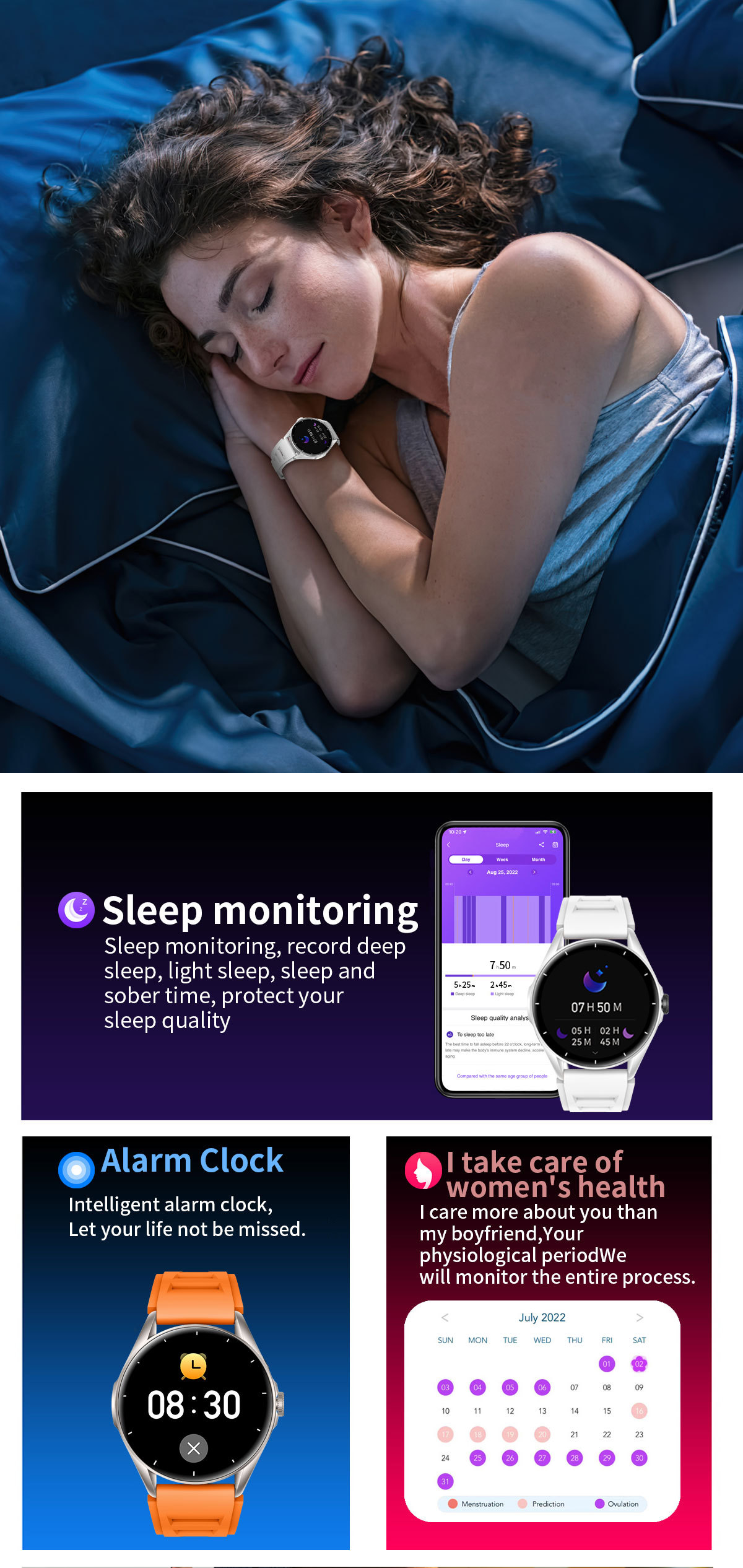 L61D smartwatch 1,43 pouces Bluetooth parler fréquence cardiaque sang_voghion.com