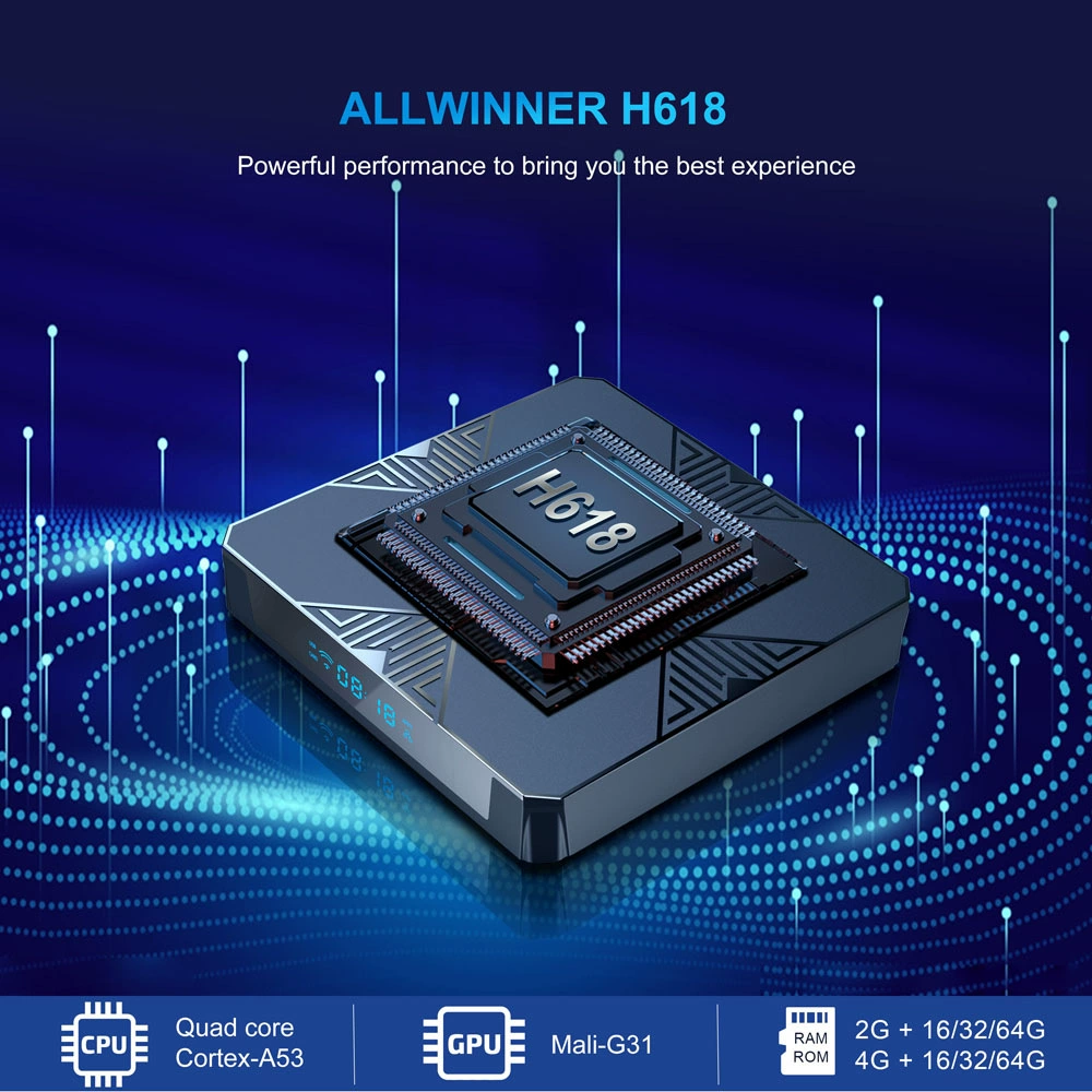 X98 H ТВ-приставка Allwinner H618 Android 12 Bluetooth двойной Wi‑Fi ТВ-бокс 4K HD