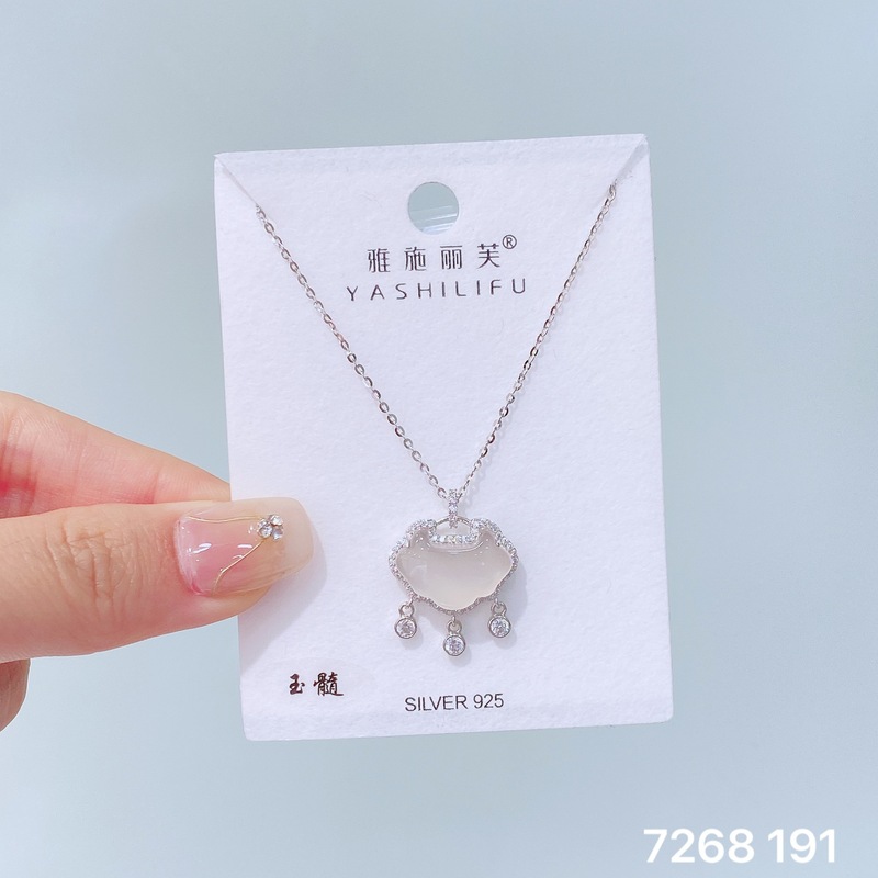 Yashilifu s925 スターリングシルバーライト高級ハイエンドホワイトカルセドニーペンダントネックレス新しい中国風のファッションチャイナドレスアクセサリー女性のための|undefined