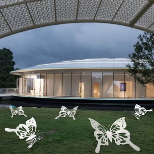 Stainless Steel Butterfly Ornaments Outdoor Lawn Artificial Insect Animal Sculpture Garden Decoration Garden Landscape Sketches