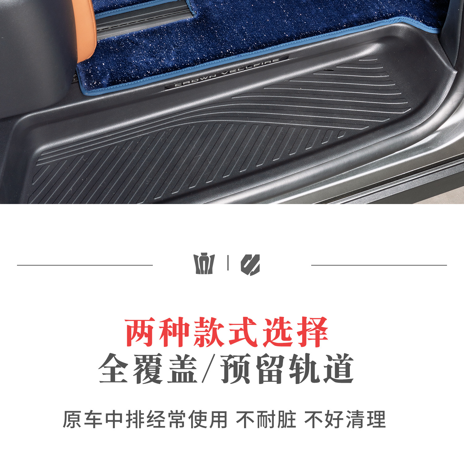 24-25 Models of Alphard Starry Sky Velvet Full Car Floor Mats, Alphard 40 Series Vellfire Dedicated Track Middle Row Carpet