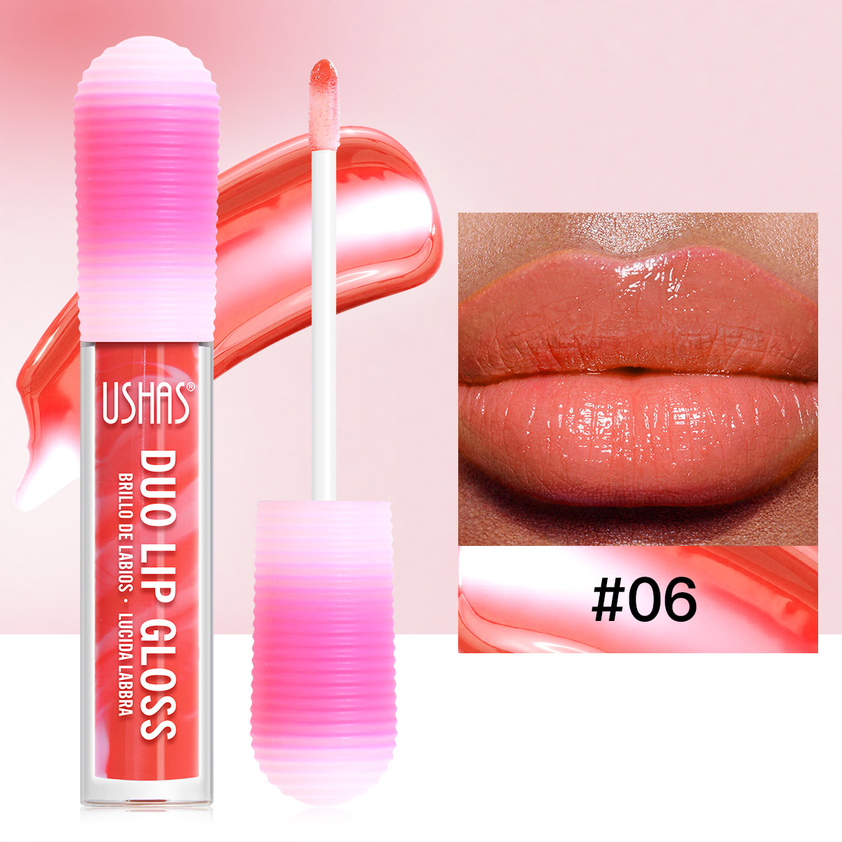 USHAS European and American Cross-border spot lápiz labial líquido esmalte de labios brillo de labios taza antiadherente brillo de labios no decoloro UC062