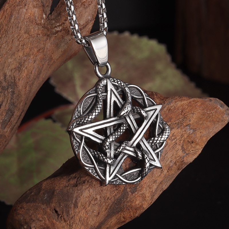 Collana con ciondolo serpente e stella stile hip-hop lega_voghion.com
