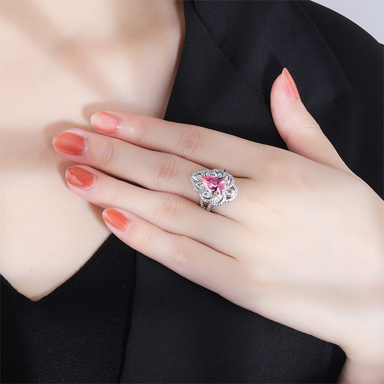 Fashion Water Droplets Brass Inlay Zircon Rings 1 Piece
