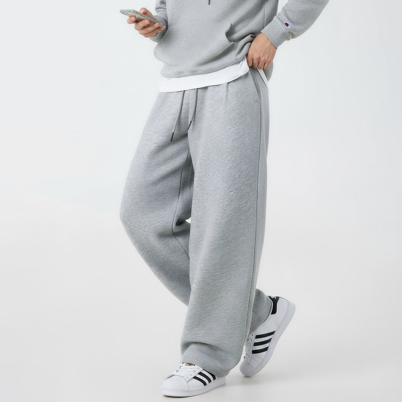 Three-Dimensional Pleated Thickened Sweatpants for Men, Autumn and Winter New Silhouette Draped Casual Pants, Trendy Brand Texture Loose Straight Pants