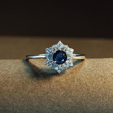 新品戒指女925純銀轻奢高级感蓝宝石开口戒指跨境批发热款