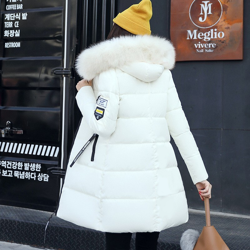 Cross-Border 2025 Cotton Outwear Women's Mid-Length Slim Slim Cotton Outwear Large Size Large Fur Collar Thickeneded Large Size Cotton Outwear Trendy