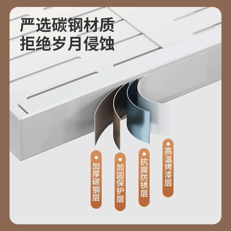 跨境厨房可伸缩收纳架带导轨可抽拉调味料柜内下水槽收纳篮置物架|undefined
