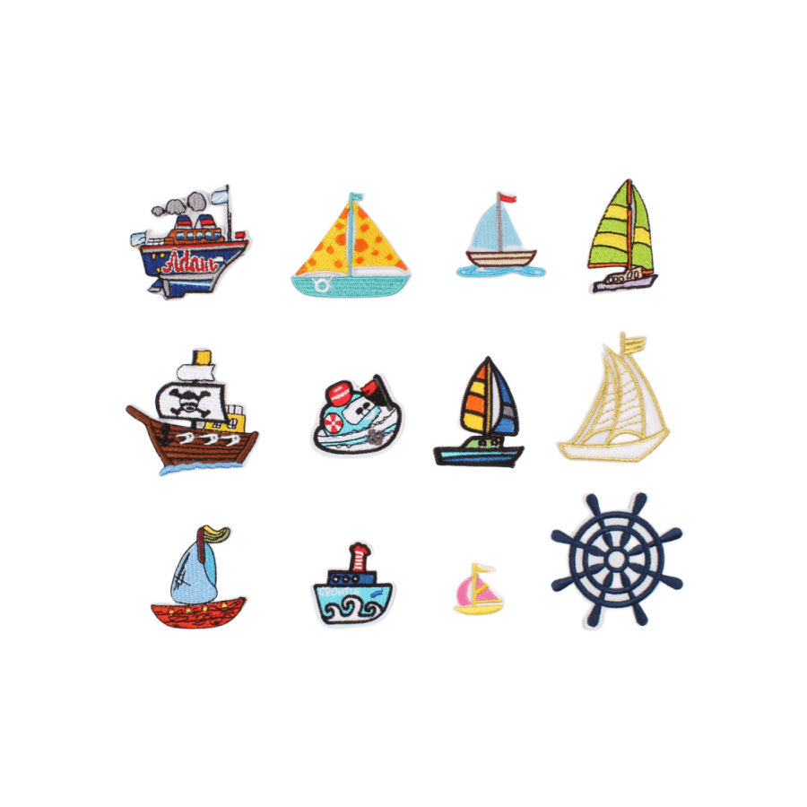卡通刺绣小船布贴diy服装饰熨烫补丁贴跨境