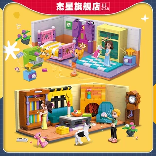杰星59249大龄儿童玩具厂家批发组装DIY女孩过家家卧室场景积木
