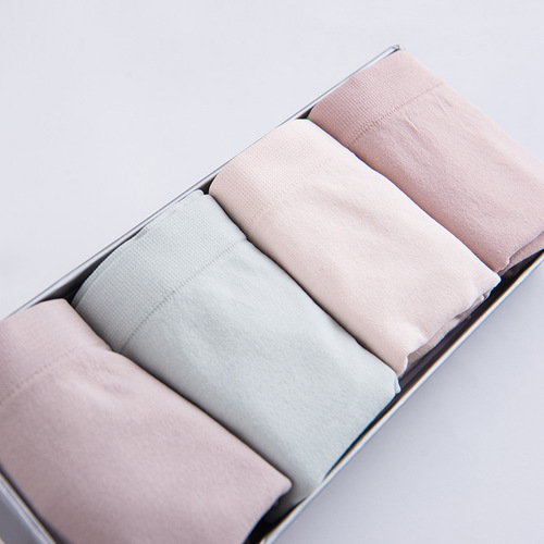 4 pieces of boxed silver box graphene antibacterial underwear mid-waist moisture-wicking seamless breathable traceless briefs for women