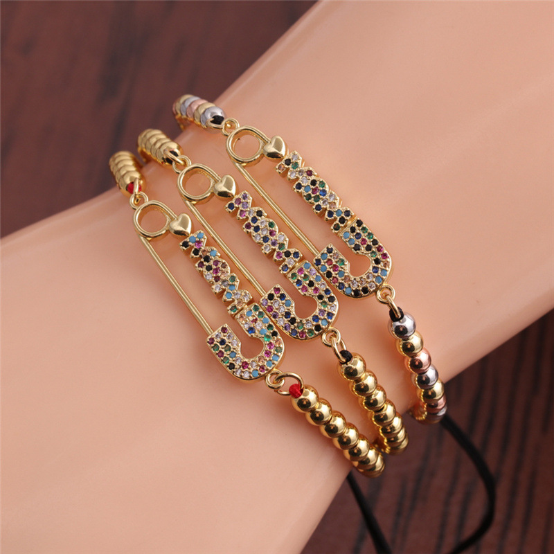 fashion paper clip adjustable colored zircon braceletpicture1