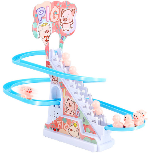 Internet celebrity electric music piglet stair climbing toy duck electric track slide set educational assembly toy