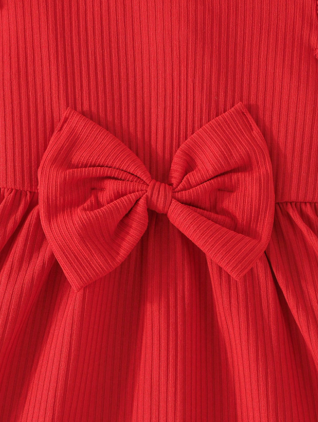 Vestido de princesa vermelho estilo coreano com mangas babados_voghion.com