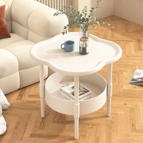 Minimalist modern cream style clover edge console table creative floral shape bedside table home curved surface display bedside table