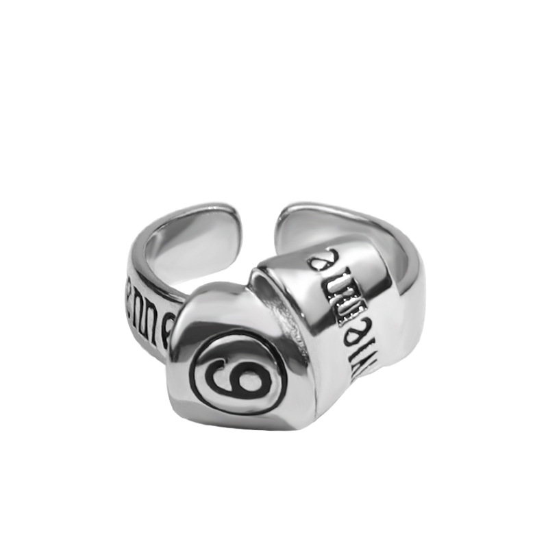 Vintage Distressed Classic English Letter Ring for Women, Versatile Open-Ended Index Finger Ring, Trendy Hip-Hop Accessory
