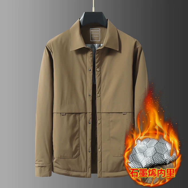 Толстый брат 2023 зимнее Новое мужское молодежное пальто больших размеров повседневное графеновое хлопковое пальто с лацканами теплая куртка