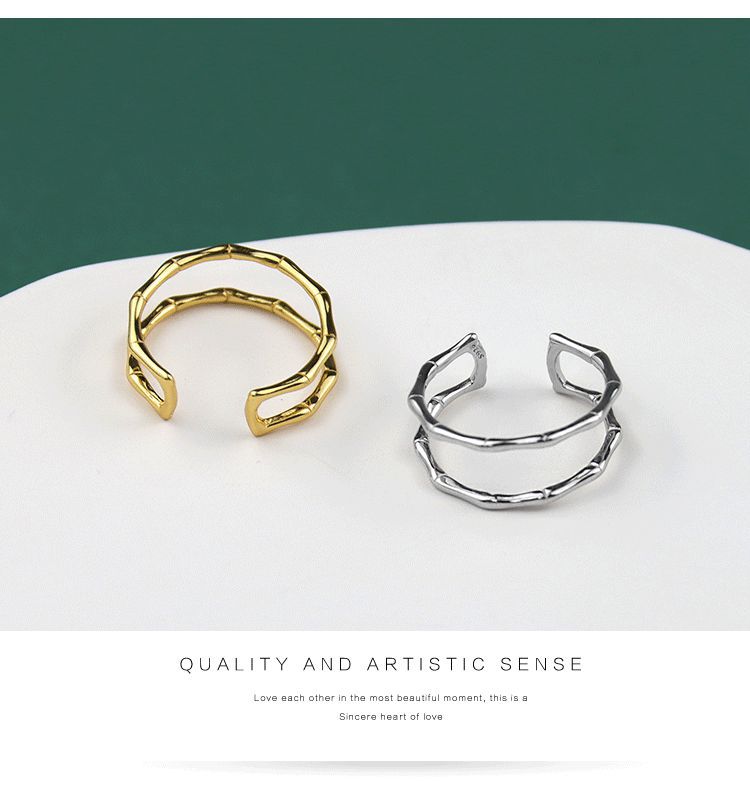 Fashion bamboo ring female double hollow creative simple fashion open ringpicture11