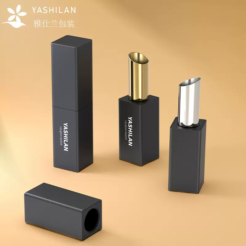 简约磨砂黑色5g口红空管 diy自制 磁铁方形润唇膏管包材现货供应