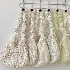 53152花柄フリル肩ひもレース蝶ネクタイ文芸バラハンドバッグ通勤脇下バッグ斜めがけバッグ