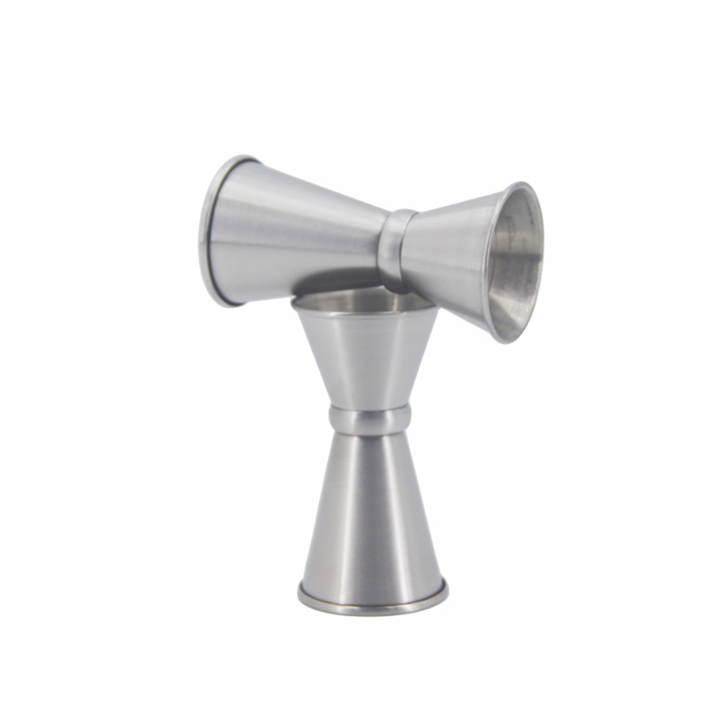 304 taza de vino de doble cabeza de acero inoxidable espesado curling cóctel taza de medición de cóctel taza de medición con traje de escala