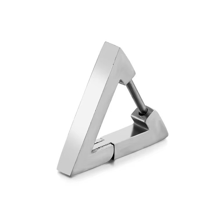 Piccole clip triangolari in acciaio inossidabile all'ingrosso, bracciali da uomo alla moda, accessori per orecchie hip-hop semplici e unici,_voghion.com