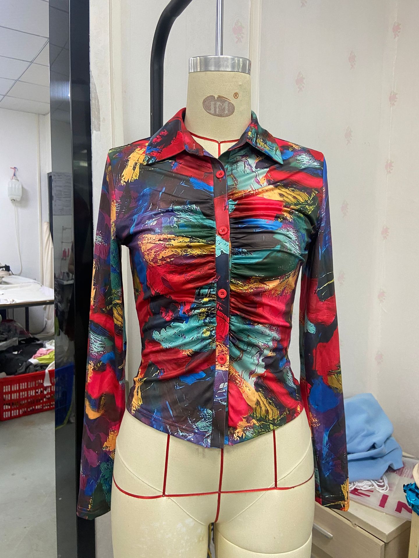 Women's Blouse Long Sleeve Blouses Printing Casual Color Block display picture 3