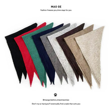 猫哥新款韩系针织三角巾女秋冬护颈毛线小围脖搭肩两用保暖围巾