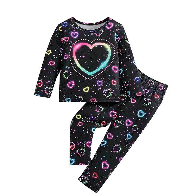 Spring and autumn night light simulation girls' long sleeved pants new children's home clothes two-piece set_voghion.com